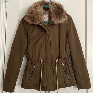 ZARA MILITARY FUR JACKET GREAT CONDITION